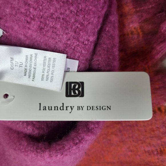 New Laundry by Design Women's Scarf Pink Rust Fringe Neck Warmer Accesories‎ - Picture 9 of 12